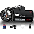 DINGETU 4K Video Camera Camcorder Ultra 44MP Vlogging Camera for YouTube 18X Digital Zoom Camcorder 3.0" IPS Screen IR Night Vision with External Mic, Controller, 2 Batteries and 32G SD Card