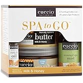 Cuccio 4 Piece Spa To Go Kit – Milk & Honey – Nourishing Skincare Set for Hydration and Softening