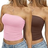 Eachyes Womens Tube Tops Summer Casual Strapless Bandeau Crop Top | Buttery-soft Fabric, Sexy Backless, Basic Layering, Cute Going Out, Streetwear, Date Night, Party, Beach Vacation Outfits