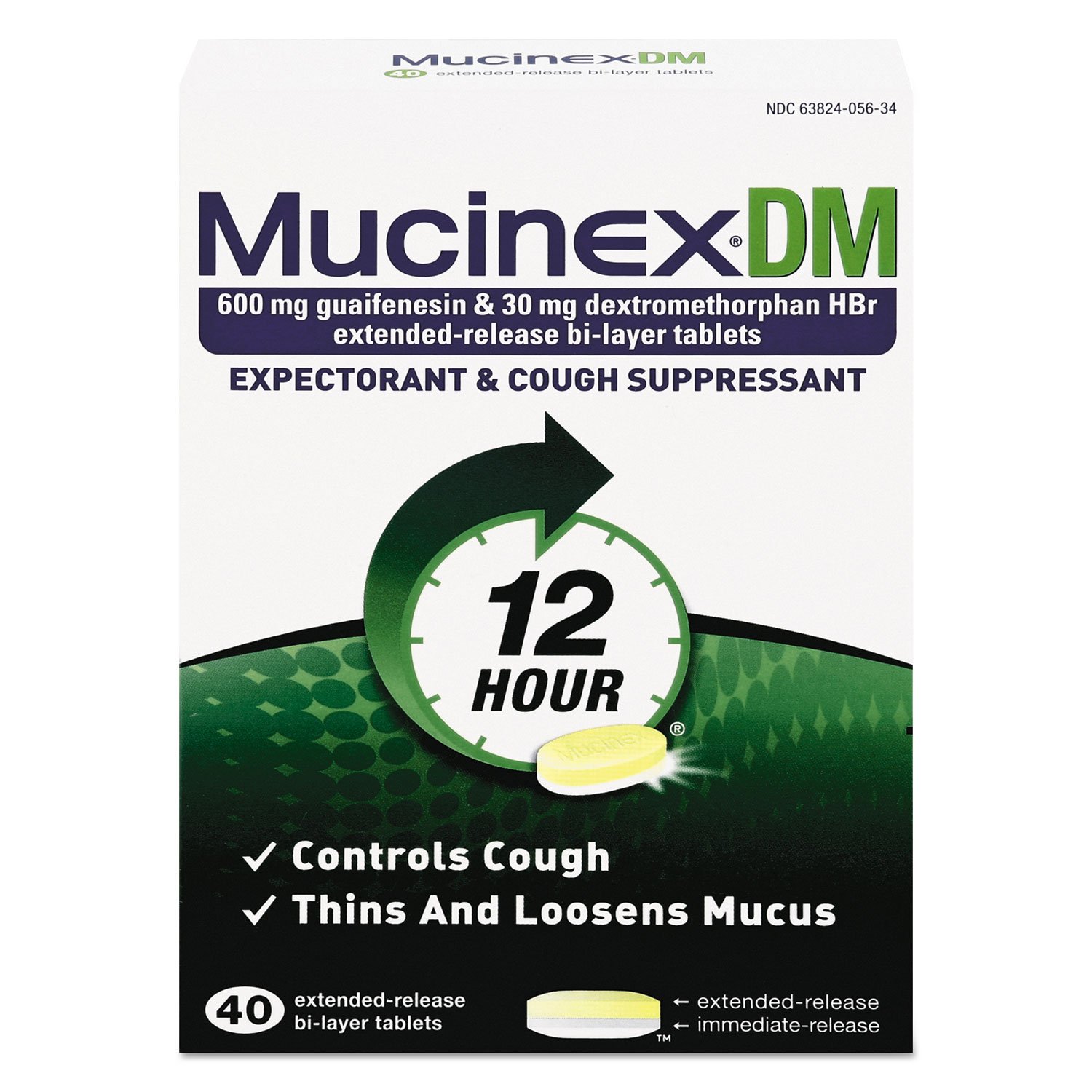 Mucinex DM 12Hour Expectorant and Cough Suppressant Tablets, 40 ct