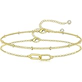 Turandoss Gold Bracelets for Women - Dainty 14K Gold Plated Interlocking Circles Bracelet Interlocking Cubic Zirconia Circles Bracelets Layered Twisted Circle Bracelet for Women Birthday Gifts
