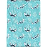 Jay Franco Plush Throw Blanket – 46" x 60" Inch Cartoon Kids Soft & Cozy Fleece Throw for Bedroom & Couch Décor, Official Licensed Product, Blue - Lilo & Stitch