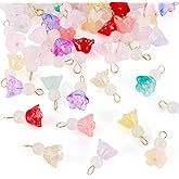 Cheriswelry Flower Glass Pendants for Jewelry Making Glitter Powder Flower Dangle Earring Charms Bracelet Keychain Charms Hang Ornament for DIY Craft Jewelry Making