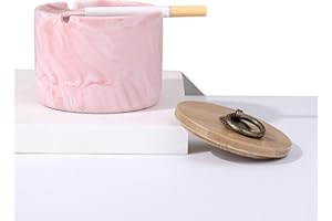 ZOE SUNNY Ashtray, Ceramic Ashtray with Lids, Windproof, Cigarette Ashtray for Indoor or Outdoor Use,Marble ashtray, Ash Holder for Smokers, Desktop Smoking Ash Tray for Home Office Decoration - Pink