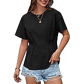 Avanova Women Peplum Top T Shirts Babydoll Short Sleeve Summer Tee
