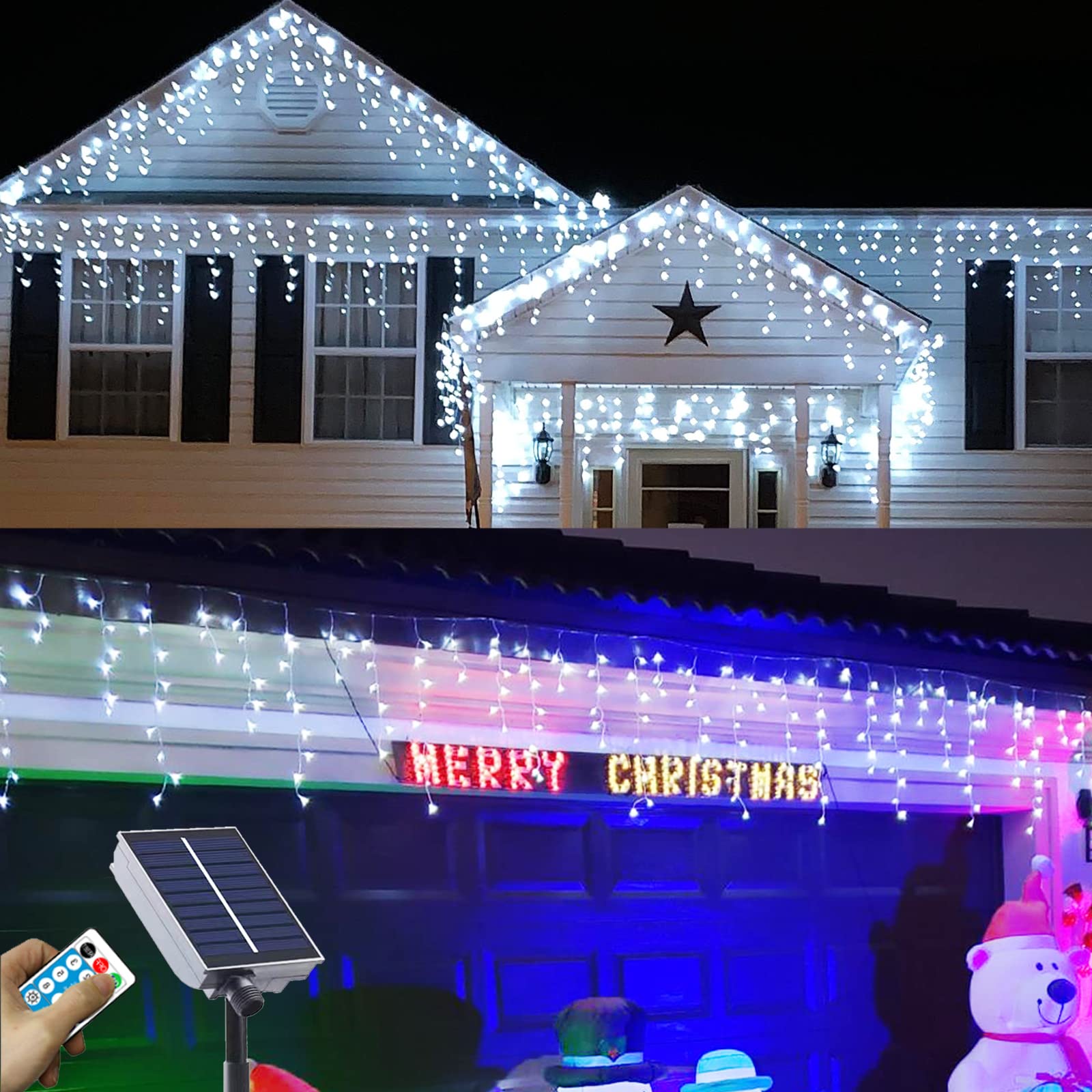 thumbnail image 2 of FLA 480LED 14.5M Solar Icicle Christmas Lights – 8 Functions, Indoor/Outdoor 2 of 5