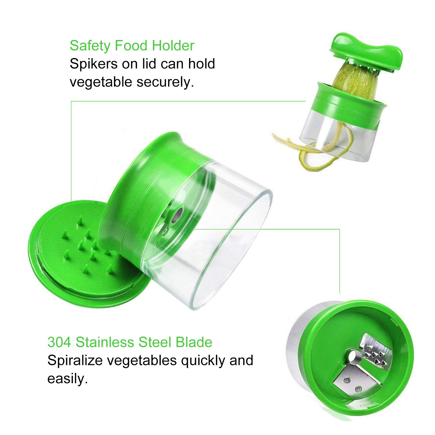 Linkax Cortador de Verduras Cortador en espiral Rallador de Verduras Mano con 3 Cuchillas para Cortador de Pepinos Rallador de Zanahorias Rallador de Espiral