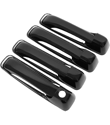 PERLE Gloss Black Door Handle Covers For 2010-2018 Dodge Ram 1500 2500 3500 (4 Pcs)