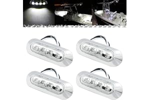 PSEQT 3.8'' Waterproof Boat Marine LED Lights Courtesy Interior Deck Light Navigation Transom Stern Cabin Lighting for Pontoon Fishing Boat Kayak Sailboat Bass Boats Vessel 12V 24V (White 4Pcs)