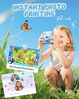 CAMCLID Kids Camera Instant Print 1080P 32GB Blue view 3