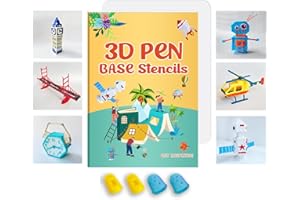 3D Printing Pen Drawing Book with Premium Silicone Mat, 65 Reusable Stencils for 3D Pens, Ideal DIY Gift for Kids Adults
