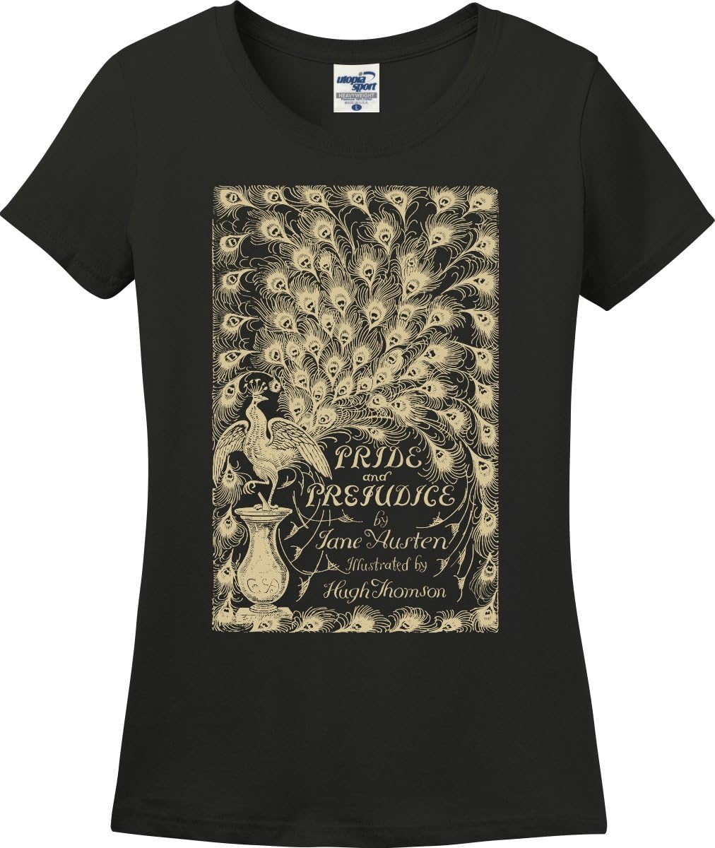 Utopia Sport Jane Austen Pride and Prejudice First Edition Peacock Book Cover Ladies T-Shirt (S-3X)