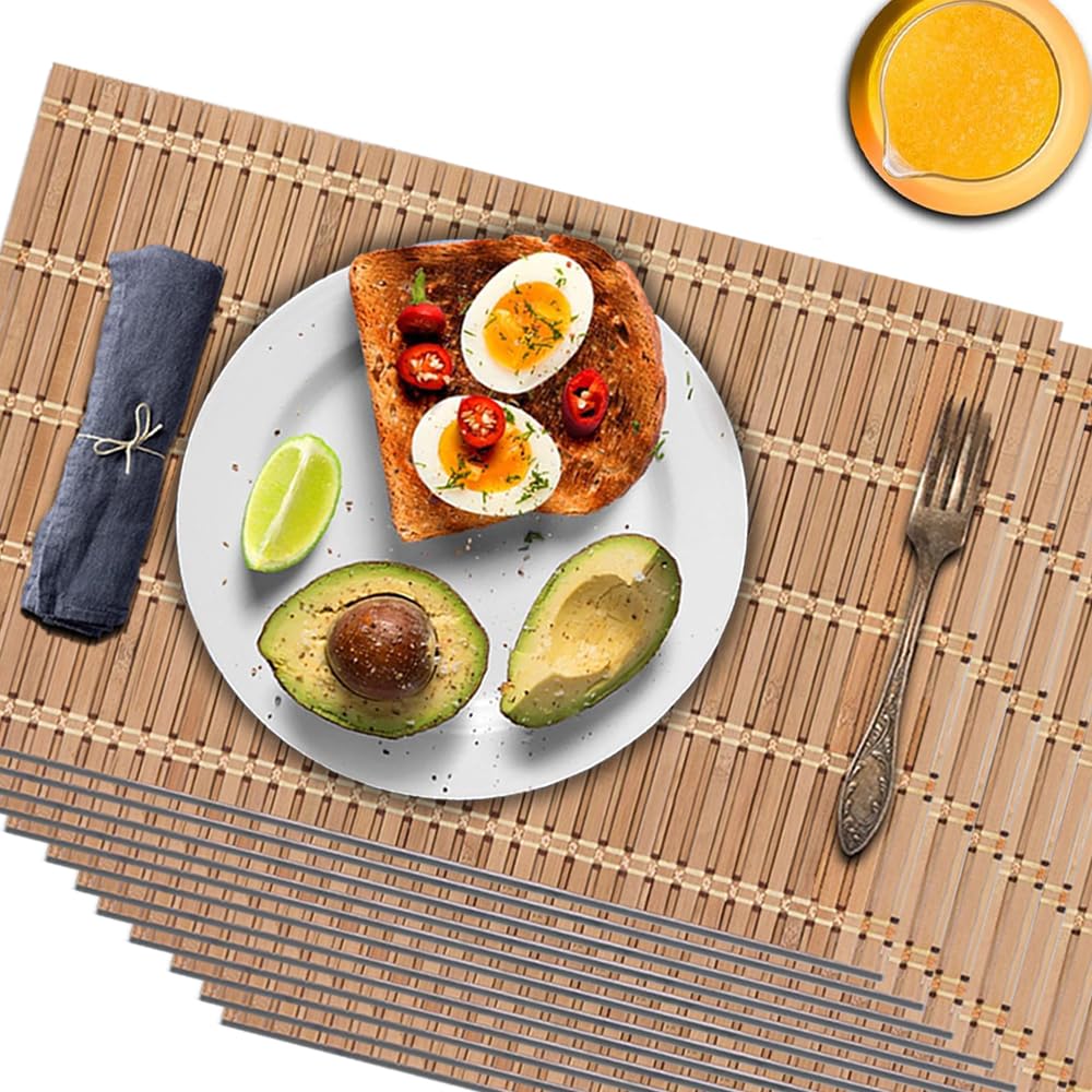 Photo 1 of NETEHA Natural Bamboo Placemat-12 Pack- Set of Wooden Square Placemats, Suitable for Non-Slip and Resistant Bamboo Table Placemats in Restaurants and Kitchen