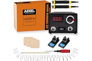 ADIIL Wood Burning Kit, Wood Burning Tool, Adjustable Temperature Pyrography Pen Kit, Professional Wood Burner Tool Kit for Adults and Beginners Christmas Gift, Dual Pen, Use Voltage 110V