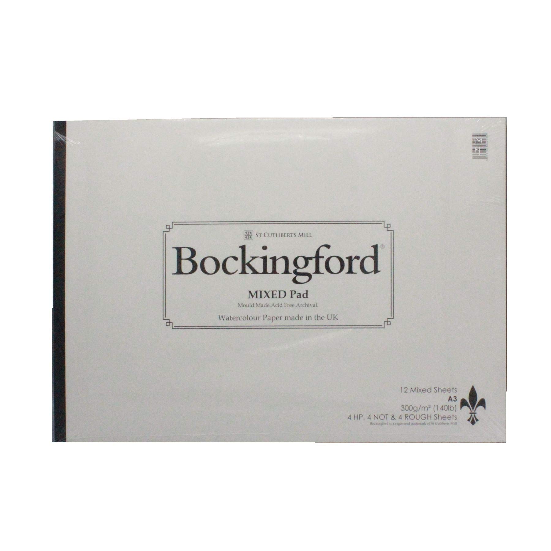 Bockingford Watercolour Paper pad 12 Sheets Mixed Surface Cold Press hot Pressed Rough (A3)