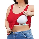 FOREYOND Plus Size Tank Top with Shelf Bra for Women Camisole Tops with Built in Bra Cotton Undershirts 1XL-5XL