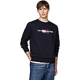 Tommy Hilfiger mens Medium Weight Crewneck Sweatshirt With Embroidered Flag Logo