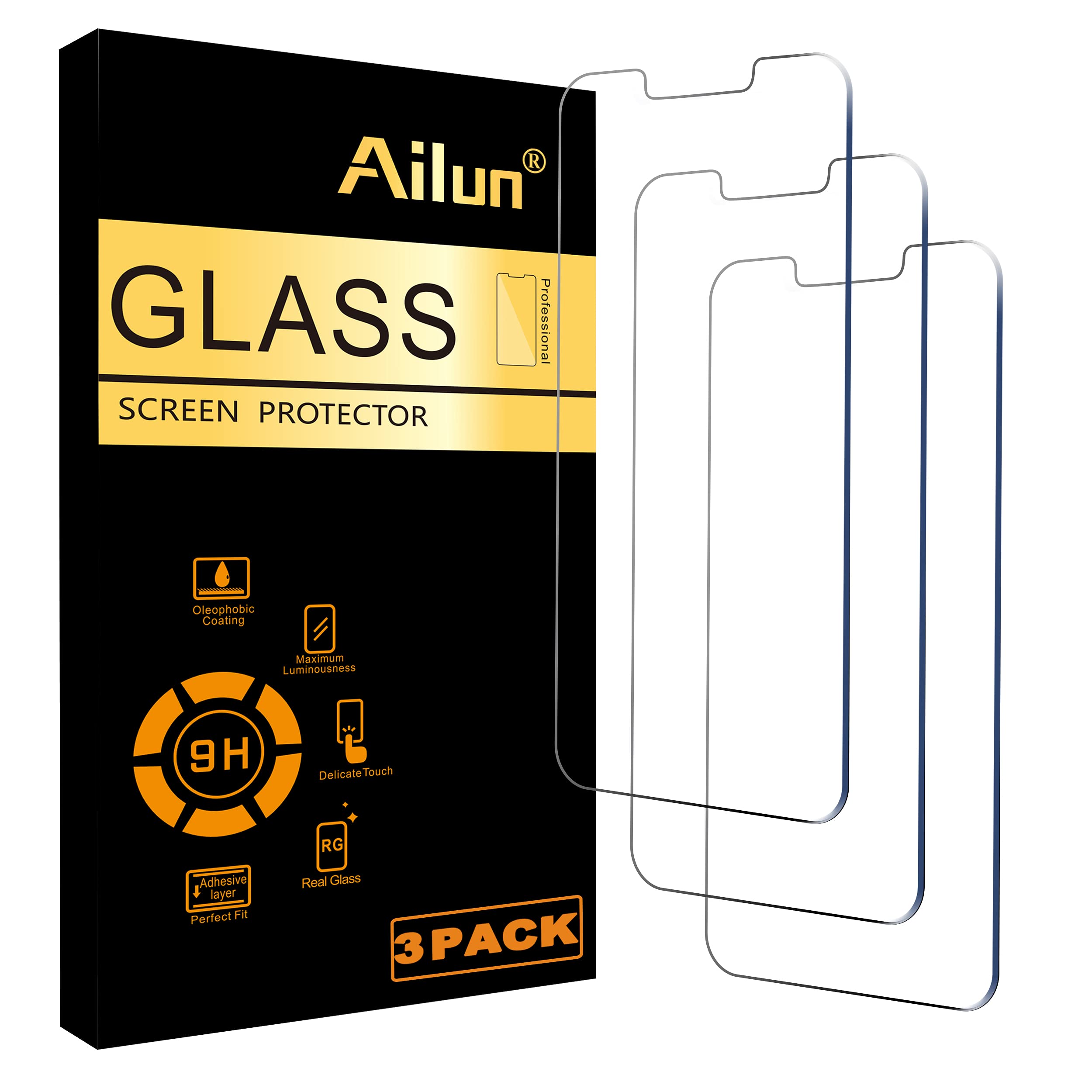 Photo 1 of Ailun Screen Protector for iPhone 14 Plus/iPhone 13 Pro Max [6.7 Inch Display], 3 Pack Case Friendly Tempered Glass