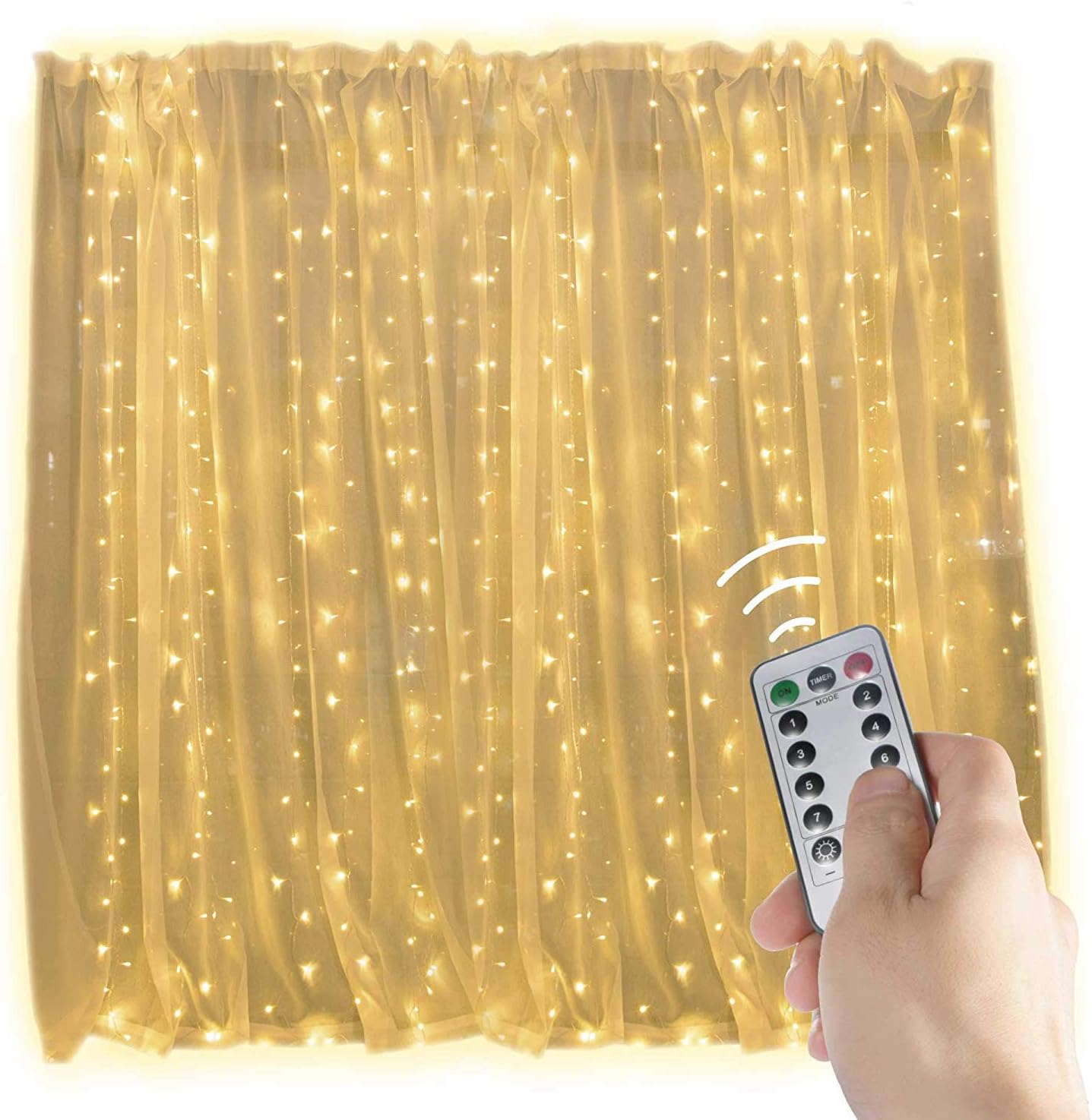 Window Curtain String Lights,300 LED Icicle Fairy Twinkle Starry Lights-UL Listed for Indoor and Outdoor, Wedding, Christmas, Party, Garden Home Bedroom Wall Decoration (9.8ftx9.8ft, Warm White)