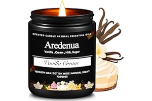 Vanilla Cream Candle | Creamy Vanilla Scented Candles for Fall - 7oz Autumn Soy Candles for Home Scented, 50 Hours Burn Time,