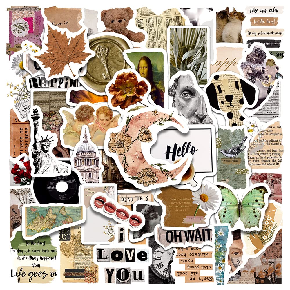 50 Pcs Vintage Stickers for Kids Teens Adults Boys Girls Gift,Stickers Pack for Laptop,Skateboard,Luggage,Car,Bike, Cup,Computer,Water Bottle Decor,Vintage Fashion Vinyl Waterproof Sticker Decals
