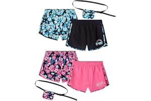 dELiA*s Girls Athletic Shorts - 4 Pack Performance Running Soccer Gym Shorts for Kids with Fanny Pack (Sizes Run Small: 7-16)