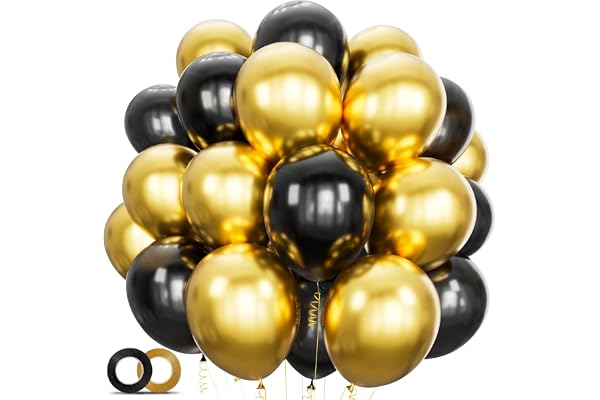 100pcs Black and Gold Balloons 12 Inch Metallic Gold and Black latex Party Balloons for Birthday Retirement Graduation New Ye