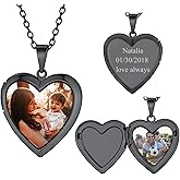 FindChic Locket Necklace for Women, Silver/Black/Rose Gold/Gold Plated Personalized Memorial Gifts, Custom Photo Jewelry for Loved Ones, Birthday Valentine's Day Keepsake, Versatile Styles Available
