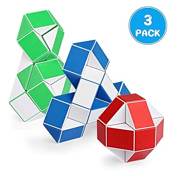 Playwin Magic Snake Red/Blue/Green 3 Color In 1 Package Twist Puzzle Twisty Toy Collection(White)