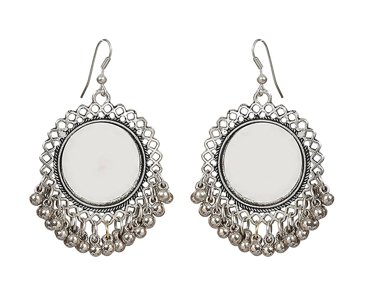 total fashion metal small mirror hook silver dangle and drop earrings for women