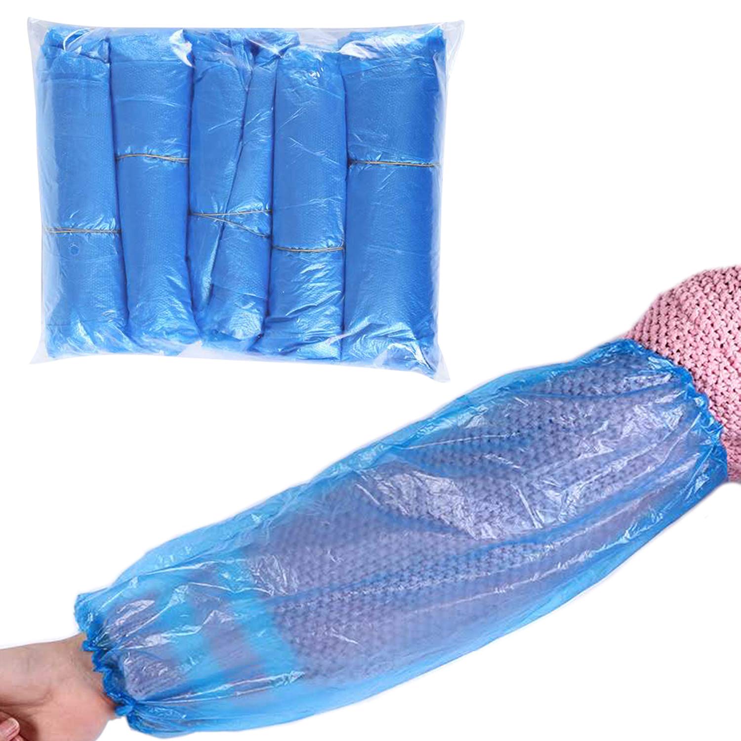 Olgaa 100 Count Disposable Oversleeves, Blue, Plastic, Adult, Unisex, Female, Working Adults, Healthcare Professionals