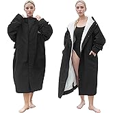Catalonia Swim Parka for Men Women, Oversized Waterproof Surf Coat, Warm Sherpa Lined Swimmer Jacket