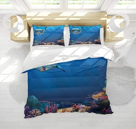 Amazon Bohomonos 掛けふとんカバー 2つのカクレクマノミを追いかけるメガネと面白いサメ美しい珊瑚の水中世界 おしゃれ マイクロファイバー 布団カバー 洗える 肌に優しい 洋式 和式兼用 掛け布団用カバー クィーン 3点セット 210x210cm 寝具カバーセット オンライン通販