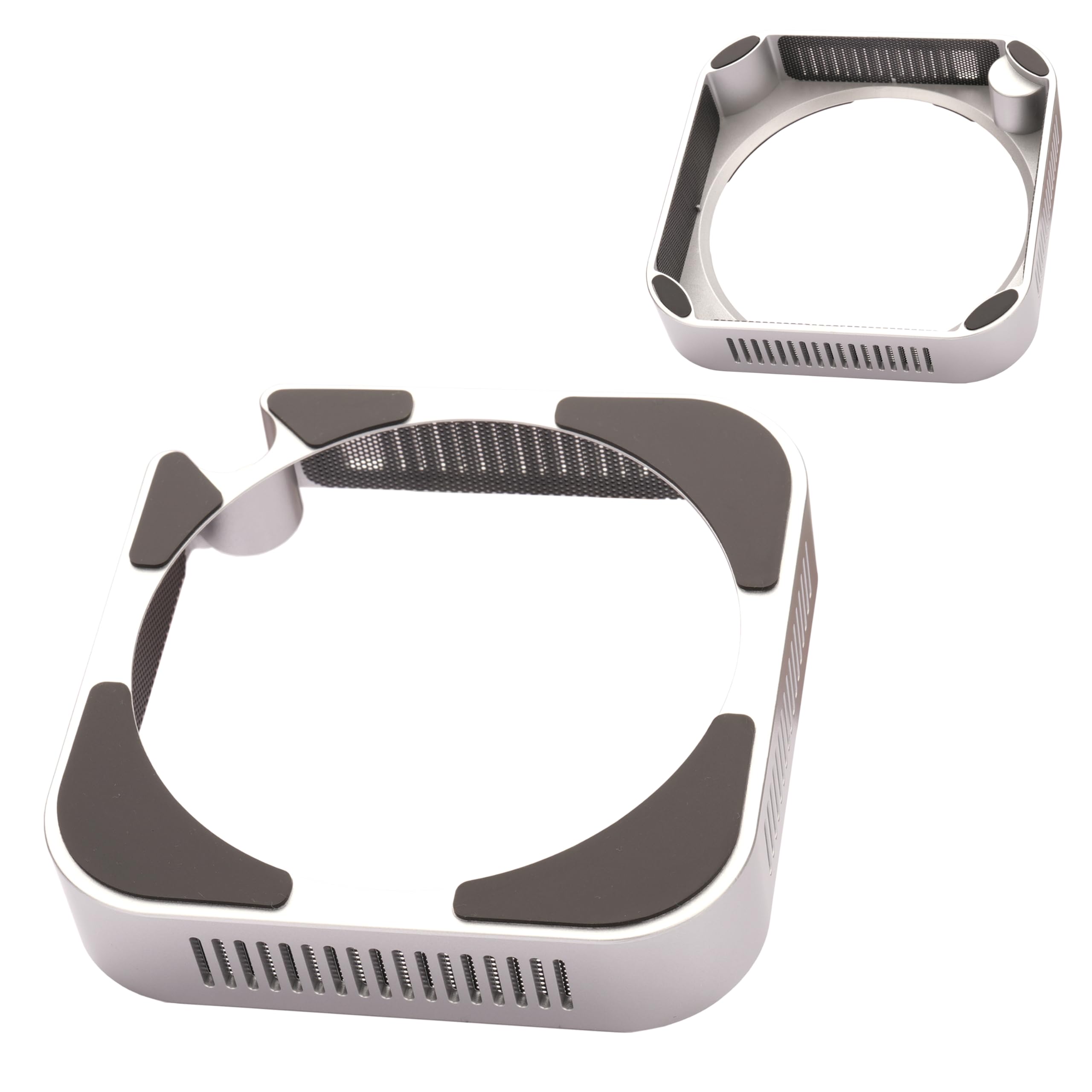 Psitek M4 M5 Mac mini Stand, Silber Halterung für Mac mini 2024-2026 mit Belüftung, Wärmeableitung, Kühlung, Schreibtischhalterung Zubehör mit Anti-Rutsch-Silikon und staubdichten Netzen 7