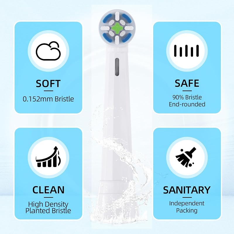 Compatível com as cabeças de substituição da escova de dentes Oral-B IO IO 3/4/5/6/7/8/9/10 Ultimate Clean Electric Brush, para escova elétrica Oral-B iO, conjunto de 10 (Branco, Médio)