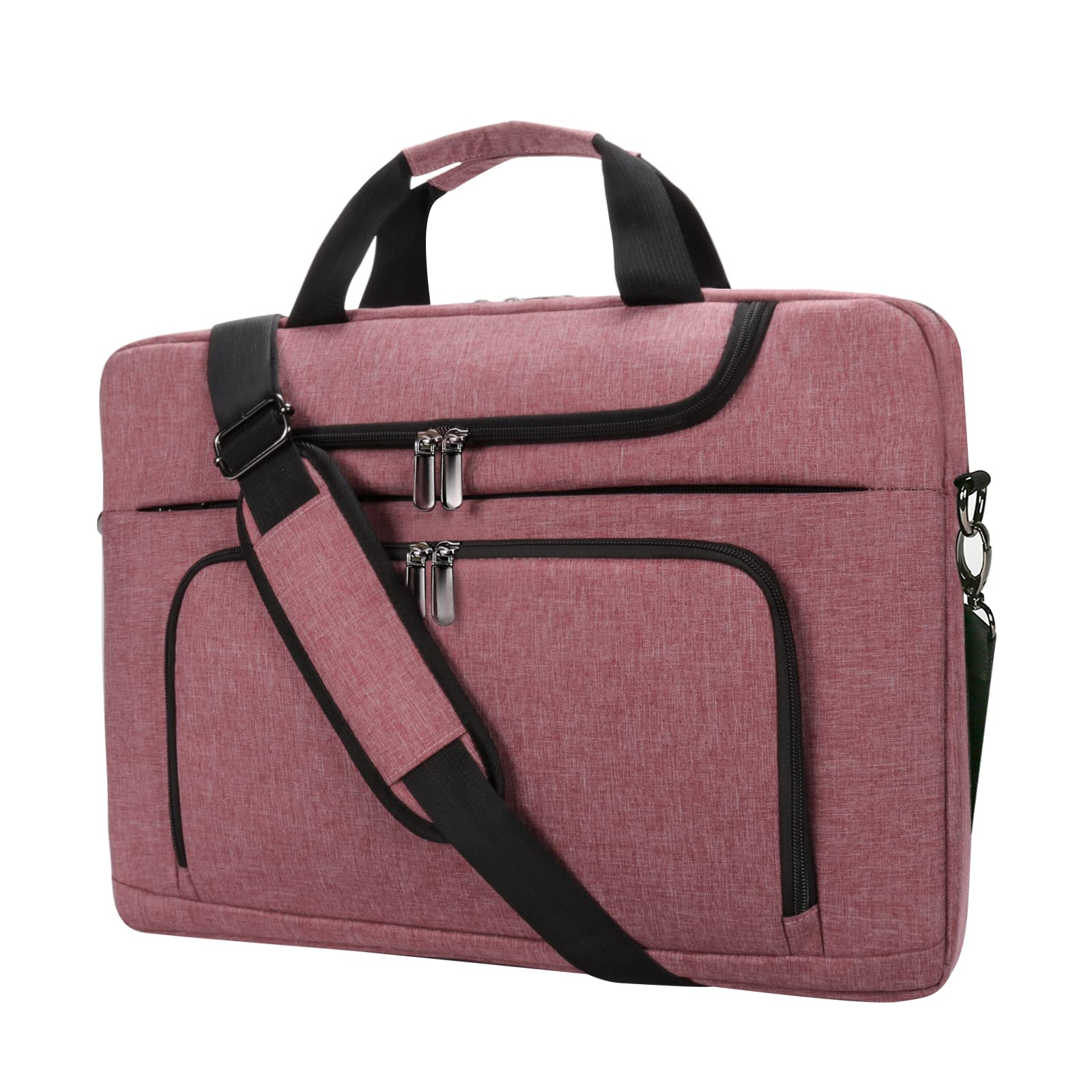 BERTASCHE Laptop Bag for Women, Laptop Case Sleeve 17 17.3 Inch, Computer Briefcase Bag with Shoulder Strap for Work Business Travel, Pink