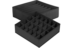Sock Drawer Organizer Divider 2 Packs Underwear Organizer, 24 Cell& 7 Cell Closet Organizers and Storage Organizer Sock Holde