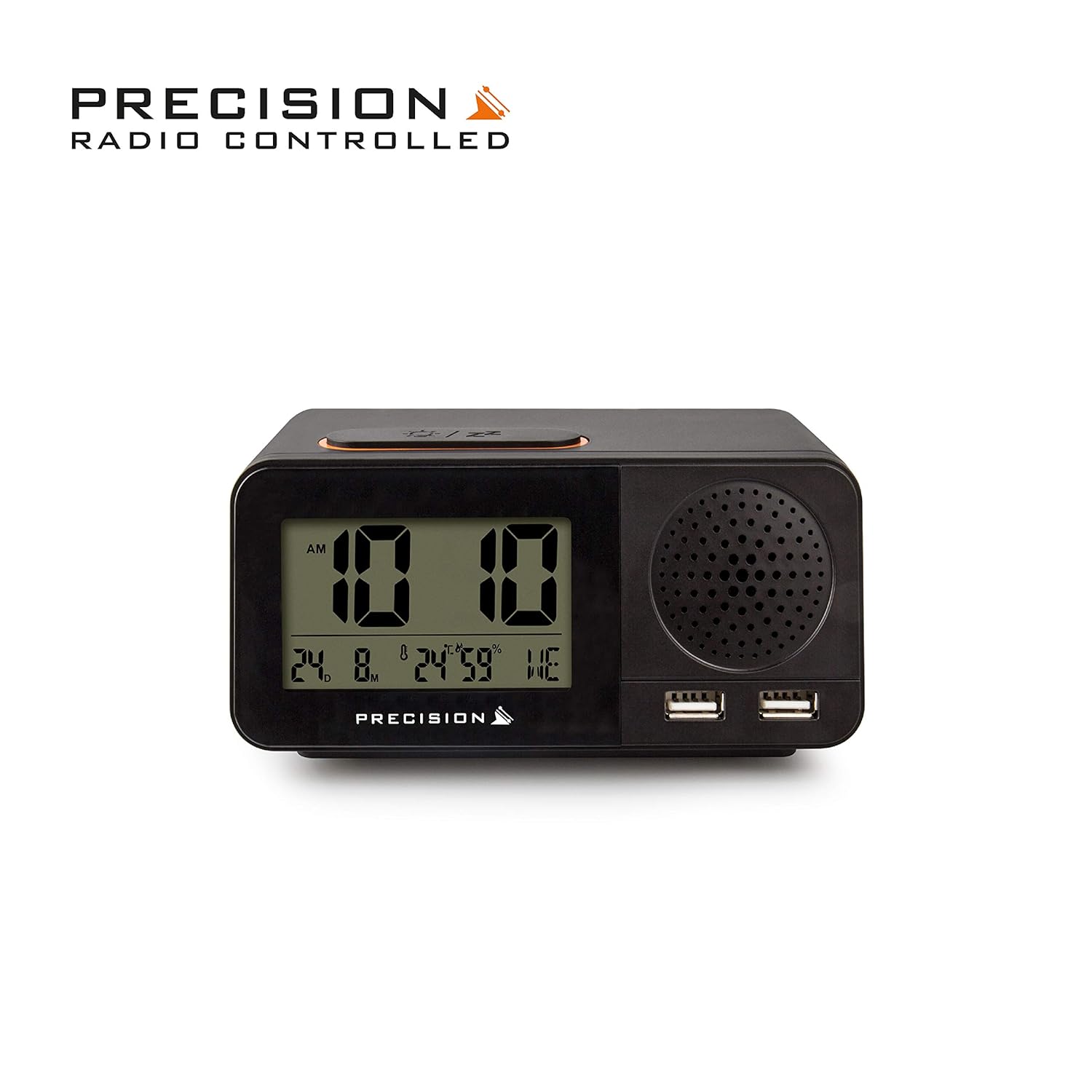 Precision Radio Controlled Digital USB Dual Alarm Black Clock Amazon