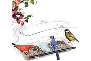 Jarkyfine Window Bird Feeder with Strong Suction Cup for Outdoors, Close-up Bird Watching Gift for Bird Lovers Cats, Suitable for Cardinals, Finches, Orioles, Bluebirds, etc.