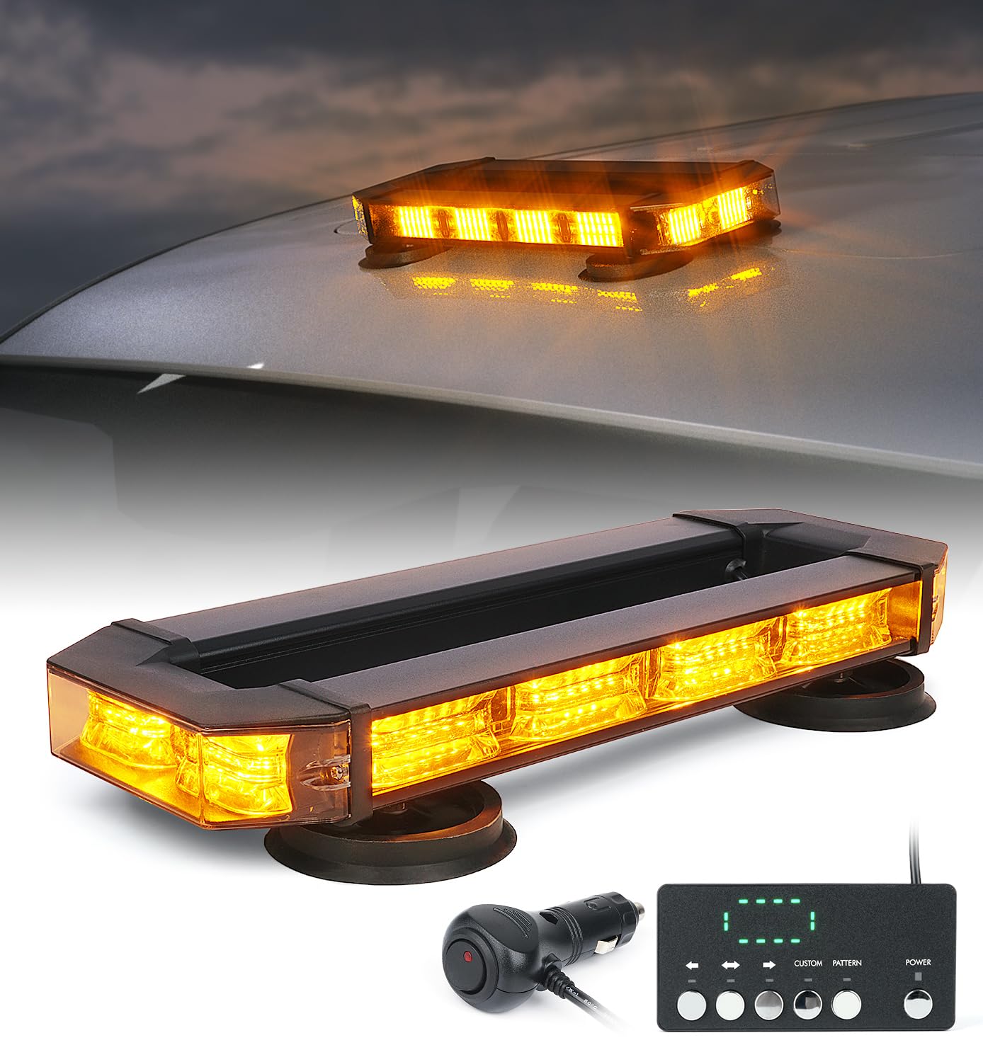 LUMENIX Rooftop Strobe Beacon Lights Bar Amber LED