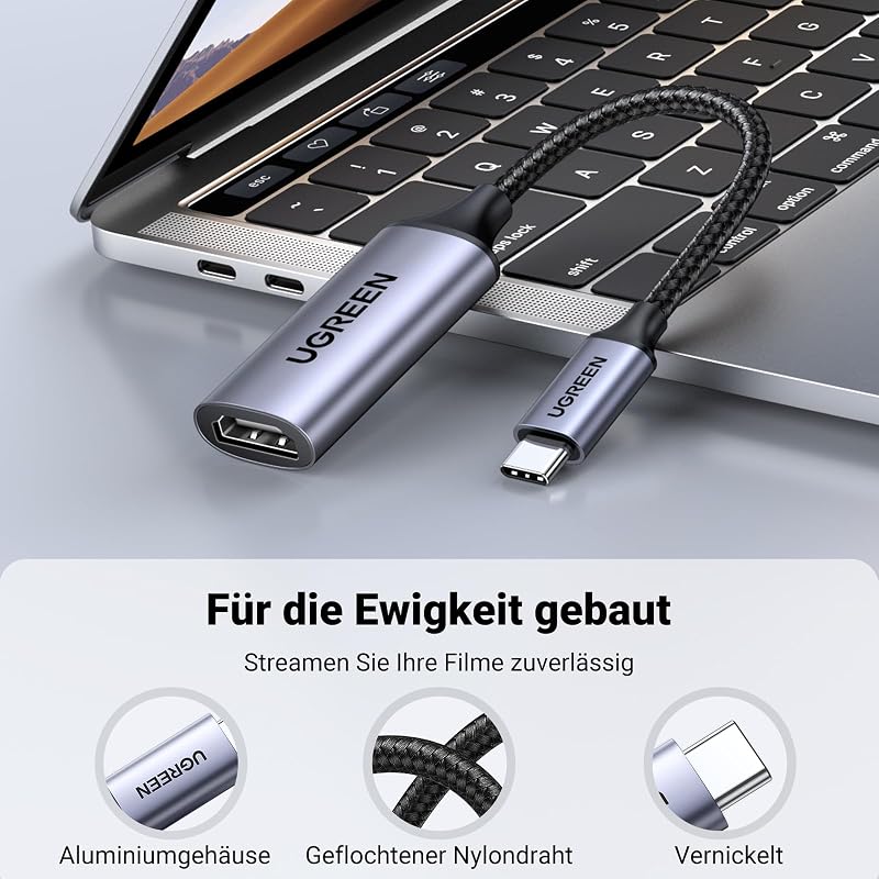 USB C auf HDMI Adapter, HDMI 2.0, 4K 60Hz, 2K 144Hz, 1080P 240Hz