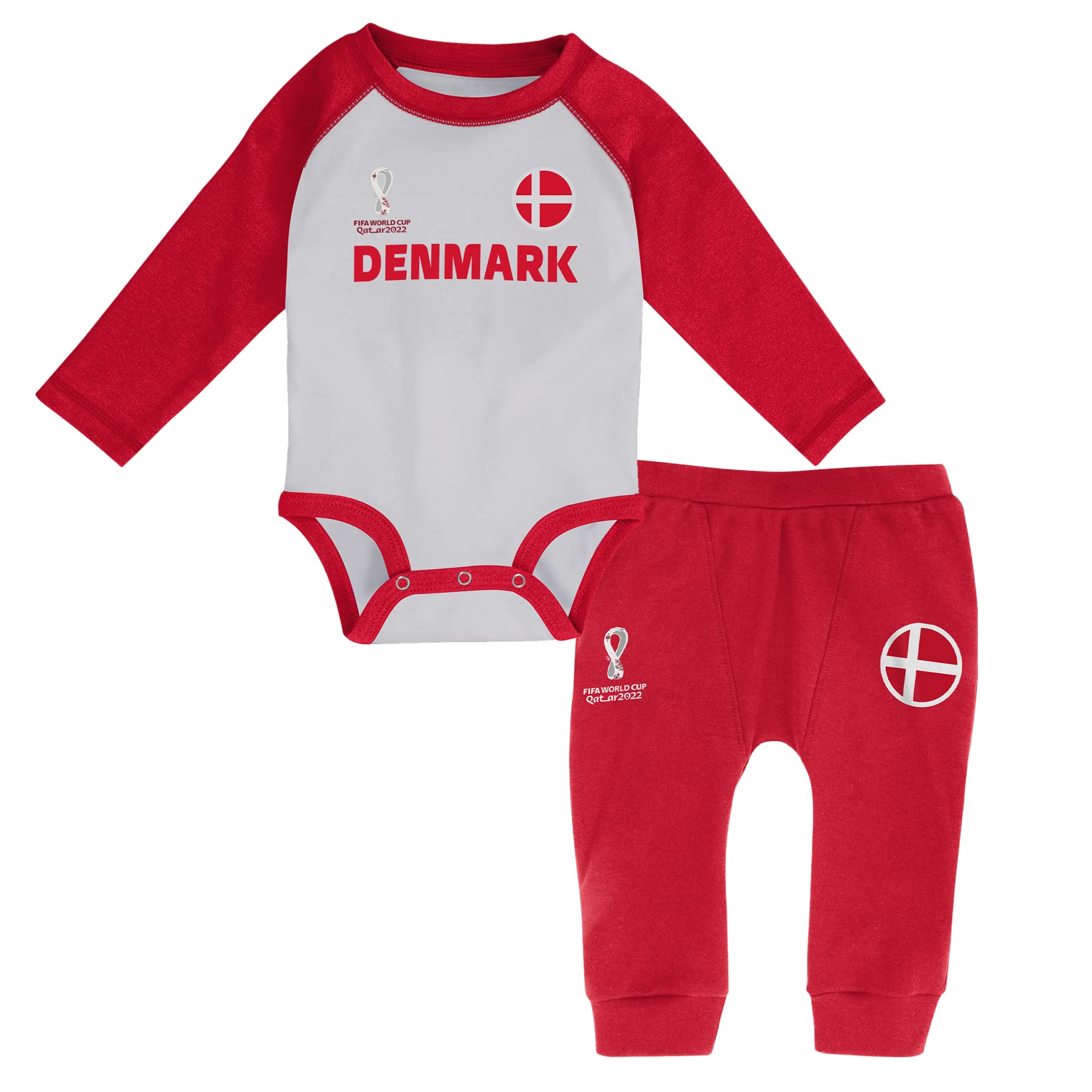 Official FIFA World Cup 2022 Long Sleeve Baby Grow & Pants Set, Baby's, Denmark, 24 Months