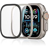 ESR 2 Pack Armorite Screen Protector for Apple Watch Ultra 3 /Ultra 2 /Ultra (49 mm), Military Grade Protection, Tempered Glass Film with Aluminum Alloy Frame, Keep Original, Titanium & Black