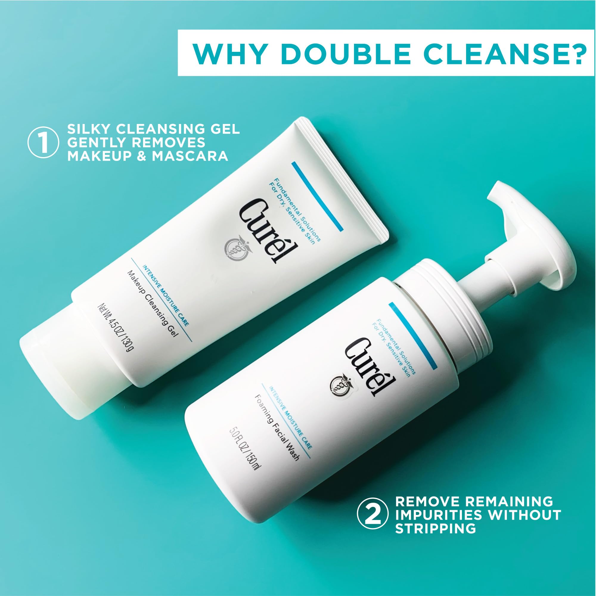 Curel Japanese Skin Care Foaming Daily Face Wash for Sensitive Skin, Hydrating Facial Cleanser for Dry Skin, pH-Balanced and Fragrance-Free, 5 Oz (Step 2 of 2-Step Skincare)