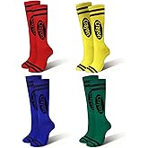 ComfyKit 4/8 Pairs Halloween Crayon Socks Colorful Striped Thigh High Stockings Pencil Socks for Girls Women