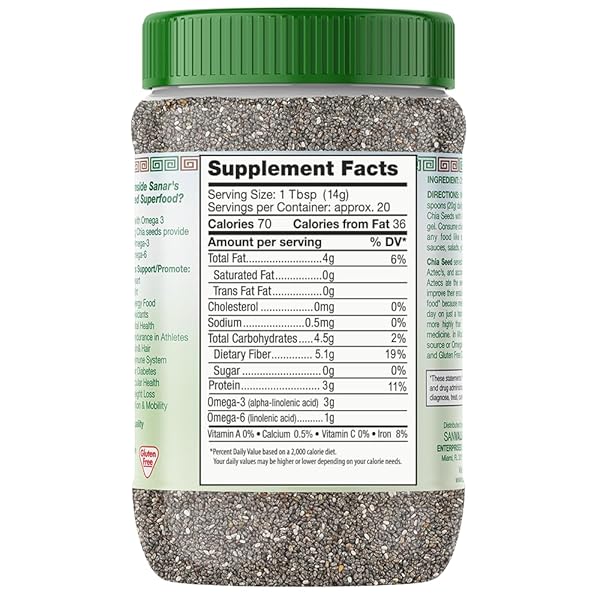 SANAR NATURALS CHIA SEEDS, 10 OZ | HIGH FIBER, OMEGA 3, PLANT BASED PROTEIN, RAW BLACK CHIA SEEDS, VEGAN, NON GMO, GLUTEN FREE, SUPERFOOD FOR SMOOTHIES, OATMEAL, BAKING, GLP-1 SUPPORT