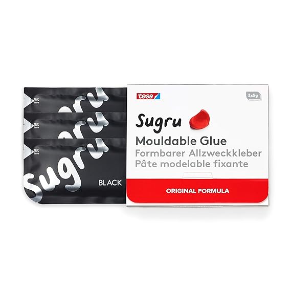 tesa Sugru formbarer Allzweckkleber - Original-Formel - bis 2kg belastbar - schwarz (3er-Pack)