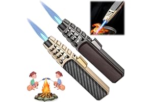 ZMIAO 2 Packs Portable Brightfire, Turbine Jet Bright Fire Lighter, Windproof Straight Torch Blue Flame Lighter, Wind Resistant Bright Fire Lighters, Torch lighters Butane refillable for Men (2 Packs)