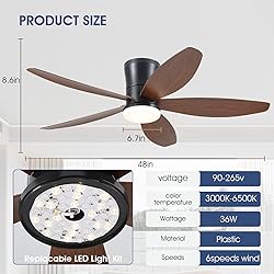 Surtime Ceiling Fans with Lights-48 Low Profile