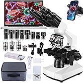 Woehrsh Microscope for Adults WF10x and WF25x eyepieces, 40X-2000X Magnification USB Camera, Microscope for Adults Suitable for Laboratory School (Large model binocular electronic eyepiece)